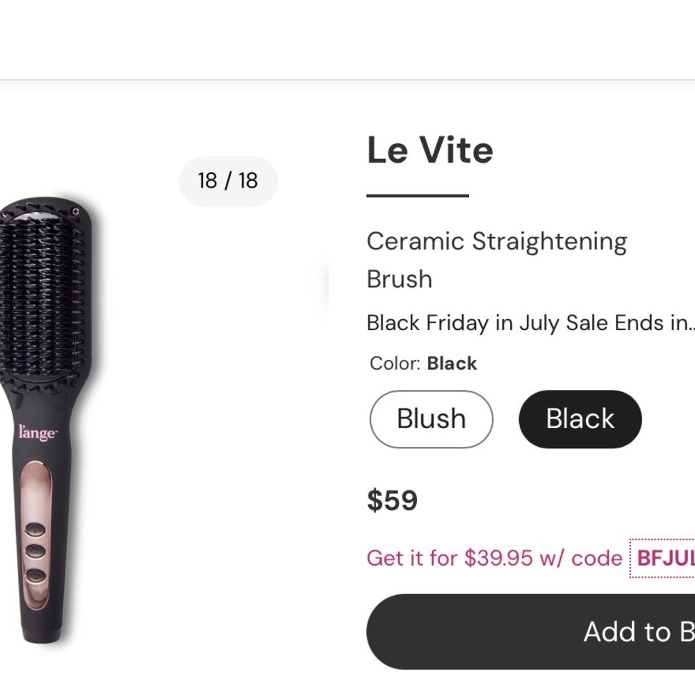 L’ange Le Vite Ceramic Straightening Brush NWT